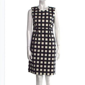 Kate Spade Black and Cream Grid printed cotton blend Trendy Style Midi Dress 14
